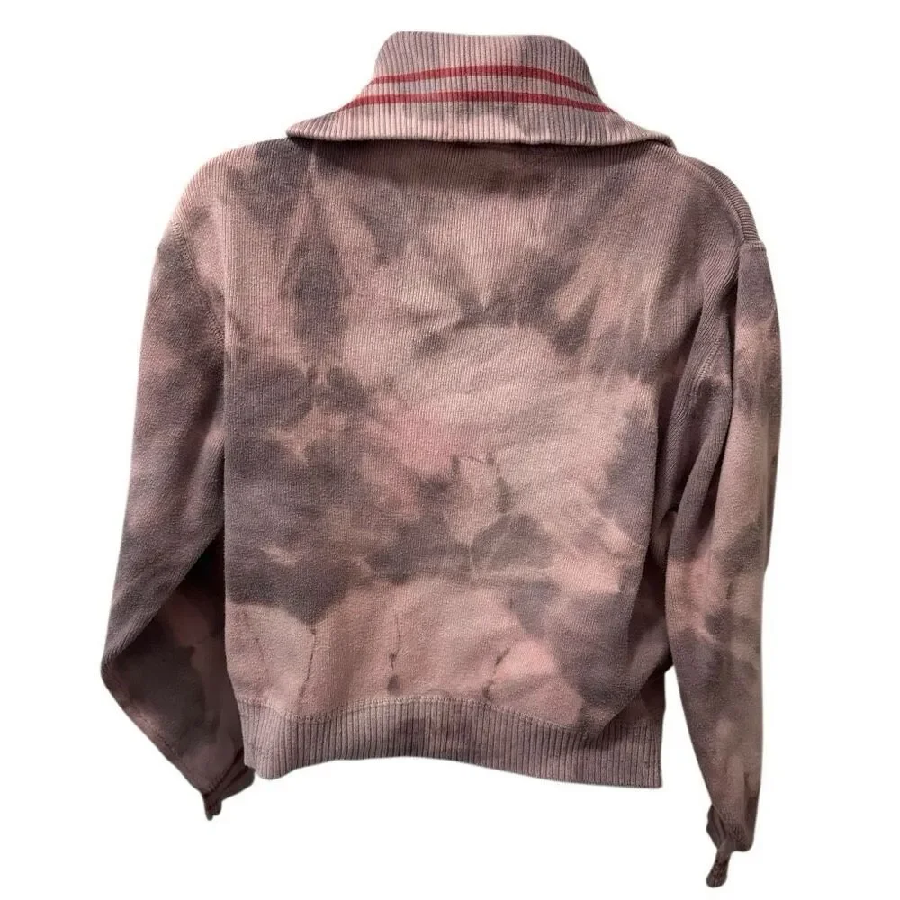 Vintage 90s Tommy Hilfiger Custom Tie-Dye Varsity Letter Quarter Zip L
